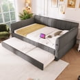 thumbnail image 4 of Harper & Bright Designs Queen Upholstered Daybed Sofa Bed with Trundle, Lambswool Platform Bed Queen Size with USB for Living Room Bedroom, Gray, 4 of 12