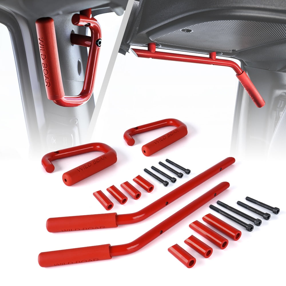 Xprite Red G1 Front and Rear Grab Handles for 2007 2018 Jeep Wrangler