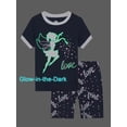 thumbnail image 6 of WIBACKER 2 Pieces Little Girls Glow in the Dark Pajamas Summer Short Sets Dancing Girl Sleepwear Cotton Toddler Pjs Size 2-9 Years, 6 of 10