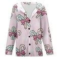 thumbnail image 5 of Christmas Cardigan Sweaters for Women Plus Size Button Down Lightweight Knit Sweater Jacket Long Sleeve Winter Xmas Open Front Holiday Christmas Sweater YA Pink M, 5 of 5