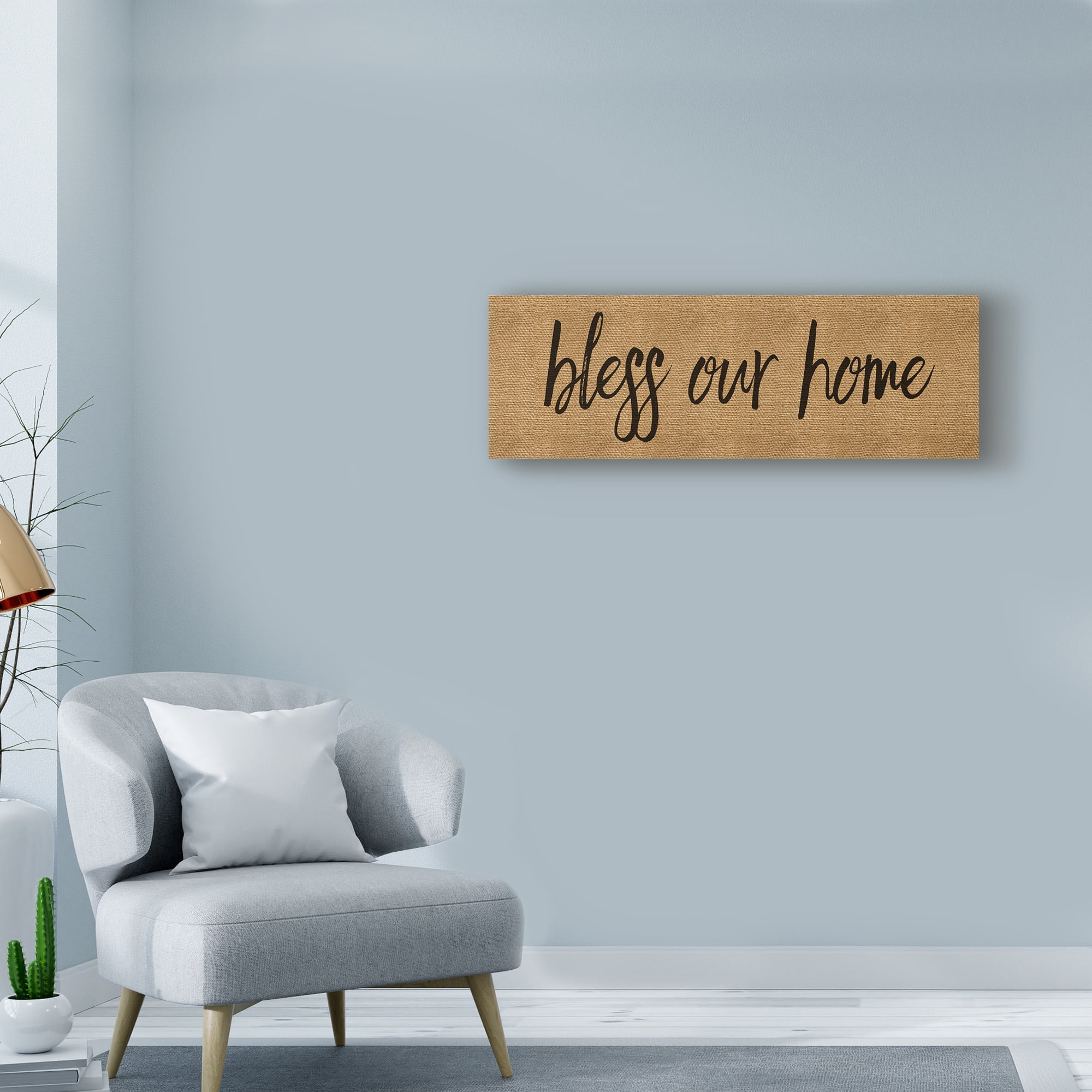Trademark Fine Art 'Bless Our Home Burlap Long' Canvas Art by Marcee Duggar