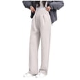 thumbnail image 2 of ShaoRunShi Maternity Pants Over the Belly Wide Leg Pants Petite/Regular/Tall Pregnancy Work Dress Sweatpants with Pockets, 2 of 7