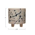thumbnail image 4 of Creative Co-Op Stoneware Footed Planter with Splatter Design, White & Blue (Holds 5" Flower Pot, 4 of 4
