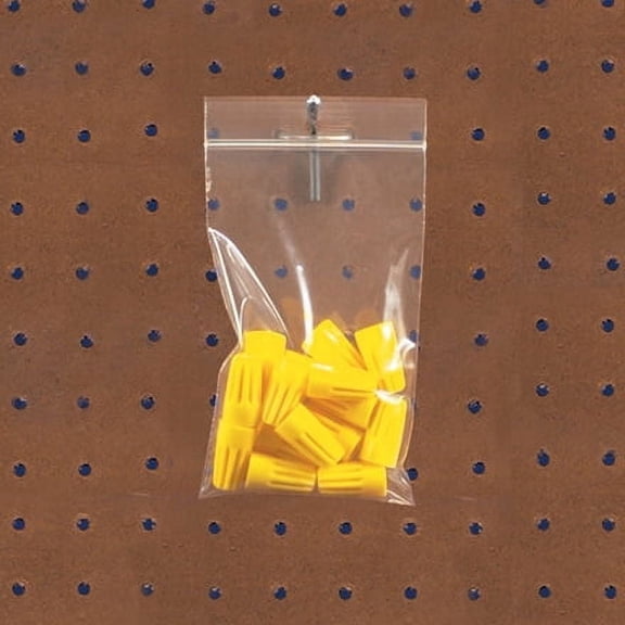 3 x 5" - 4 Mil Reclosable Poly Bags w/ Hang Hole - 1000 Per Case