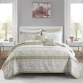 thumbnail image 2 of Home Soft Things 5 Piece Printed Microfiber Quilts Bedspread Set - Emma - Taupe - Queen (90" x 90"), 2 of 8