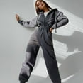 thumbnail image 3 of Women Fleece Jumpsuits Outfits Hooded Sweatshirt Set High Waist Ladies Jumpsuit Grey L, 3 of 5