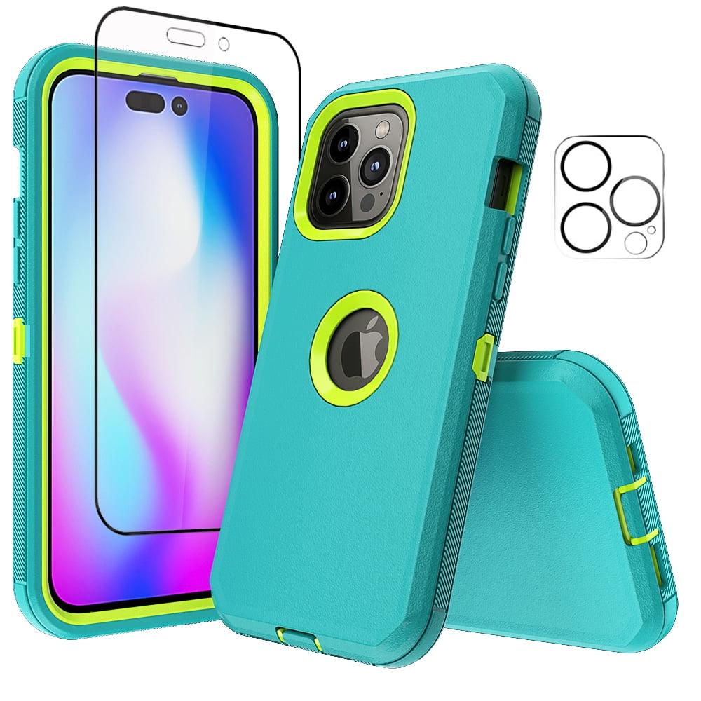 NIFFPD iPhone 14 Pro Max Case with Screen Protector + Camera Lens Protector, Heavy Duty Hard