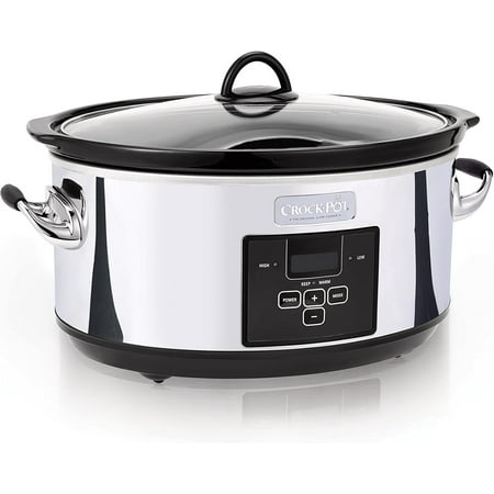 

7 Quart Programmable Slow Cooker with Digital Timer Food Warmer Polished Platinum Perfect for Everyday Meals and Entertaining