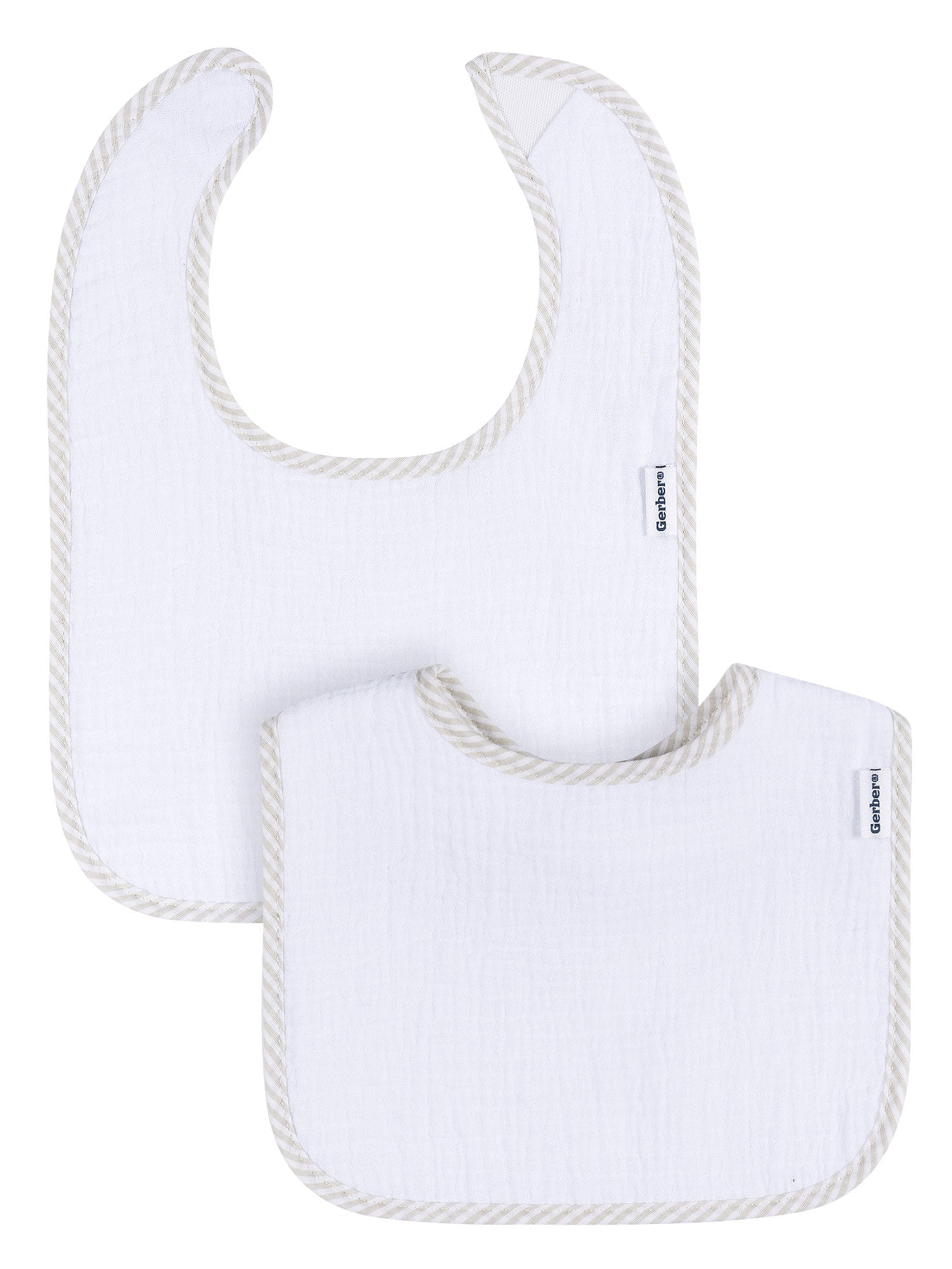 (4 pack) Gerber Baby Boys or Girls White Muslin  Bibs, 2-Pack, One Size