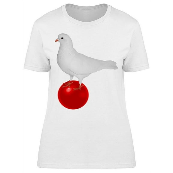 White Dove On Red Ball T-Shirt Women -Image by Shutterstock, Female Small