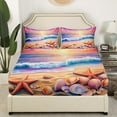 thumbnail image 3 of Erosebridal Cartoon Beach Sheet Set Queen, Starfish Sealife Bedding Sets Queen Size, Ocean Print Decor 4pcs, 3 of 7