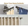 thumbnail image 5 of 1 Inch Double Curtain Rod for Windows 72 to 144 Inches (6-12 Feet), Bronze Heavy Duty Drapery Rod, Adjustable Double Rods with End Caps, 5 of 14