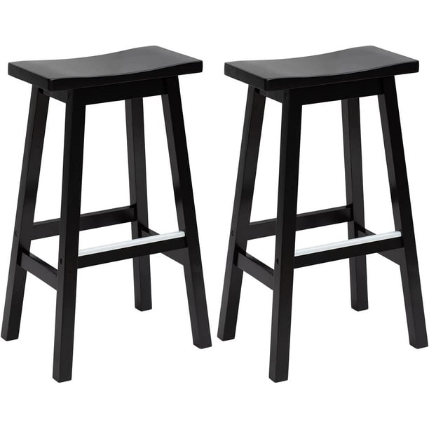 PayLessHere Bar Stools Set of 2 for Kitchen Counter Solid Wooden Saddle Stools 30Inch Height