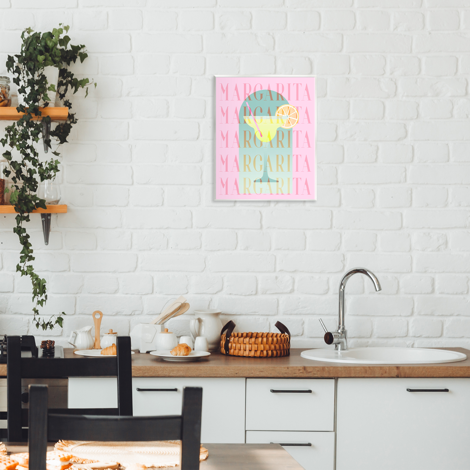 Retro Pastel Margarita Wall Plaque Art, design by Lil' Rue