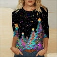 thumbnail image 2 of jobturf Christmas Shirts for Women Fall Winter Fashion 3/4 Sleeve Tops Soft Comfy Crewneck Sweatshirt Holiday Xmas Festival Graphic Tees, 2 of 4