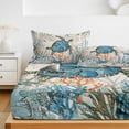 thumbnail image 6 of Twin Sze Fitted Sheet Set - Ocean Turtle 2 Piece Bedding Sets 16" Deep Pocket Fitted Sheet with 1 Pillowcase, Coastal Nautical Coral Starfish Blue Brushed Microfiber Hotel Luxury Bed Sheets, 6 of 9