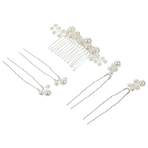 FRCOLOR  Pearl Hair Pin Accessories for Bridesmaids Veils Guest Women's Silver