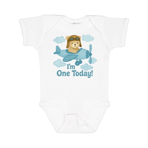 Inktastic 1st Birthday Airplane Teddy Bear I'm One Today Boys or Girls Baby Bodysuit