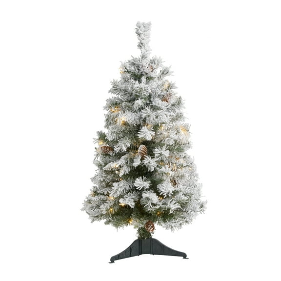 Nearly Natural 3ft Flocked White River Mountain Pine Christmas Tree