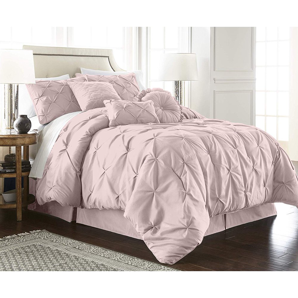 Chezmoi Collection Sydney 7Piece Pintuck Pinch Pleat Comforter Set