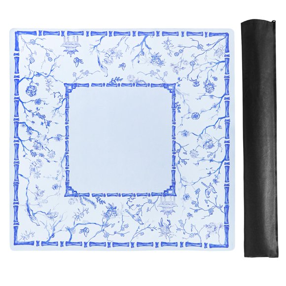 Alfombra Mahjong TIASUSAN, grande, azul, con bolsa de transporte, 80 x 80 cm