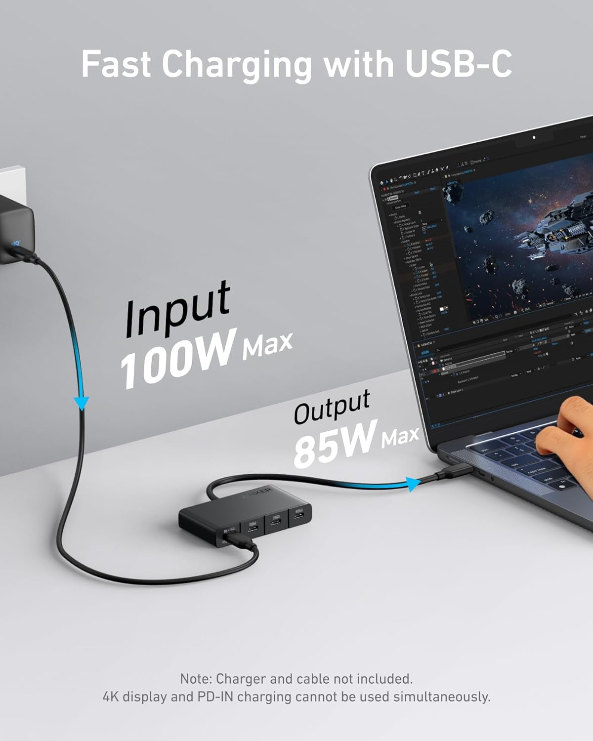 Anker USB-C Hub, USBC to 4-Port USBC Adapter, Multiport USB C Splitter, USB 3.2 Display Hub with 100W Max PD & Max 10Gbps Fast Data Transfer