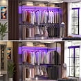 thumbnail image 6 of Homieasy Industrial Pipe Clothing Rack, Heavy Duty Garment Rack Closet Wardrobe Rack with LED Lights& Shelves, Rustic Brown, 6 of 7