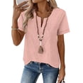 thumbnail image 2 of LNWUY Linen Shirts for Women V-Neck Summer Textured Tops Lightweight Fashion Casual Loose Fit Beach Vacation Outfits Pink XXL, 2 of 9