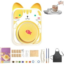Ceramic & Pottery Tools, Electric Pottery Wheel Set for Kids, Pottery Machine Professional, Cute Animal Shaped Porcelain Machine, Pottery Arts and Crafts for Kids (Cat with 8Pcs Clay)