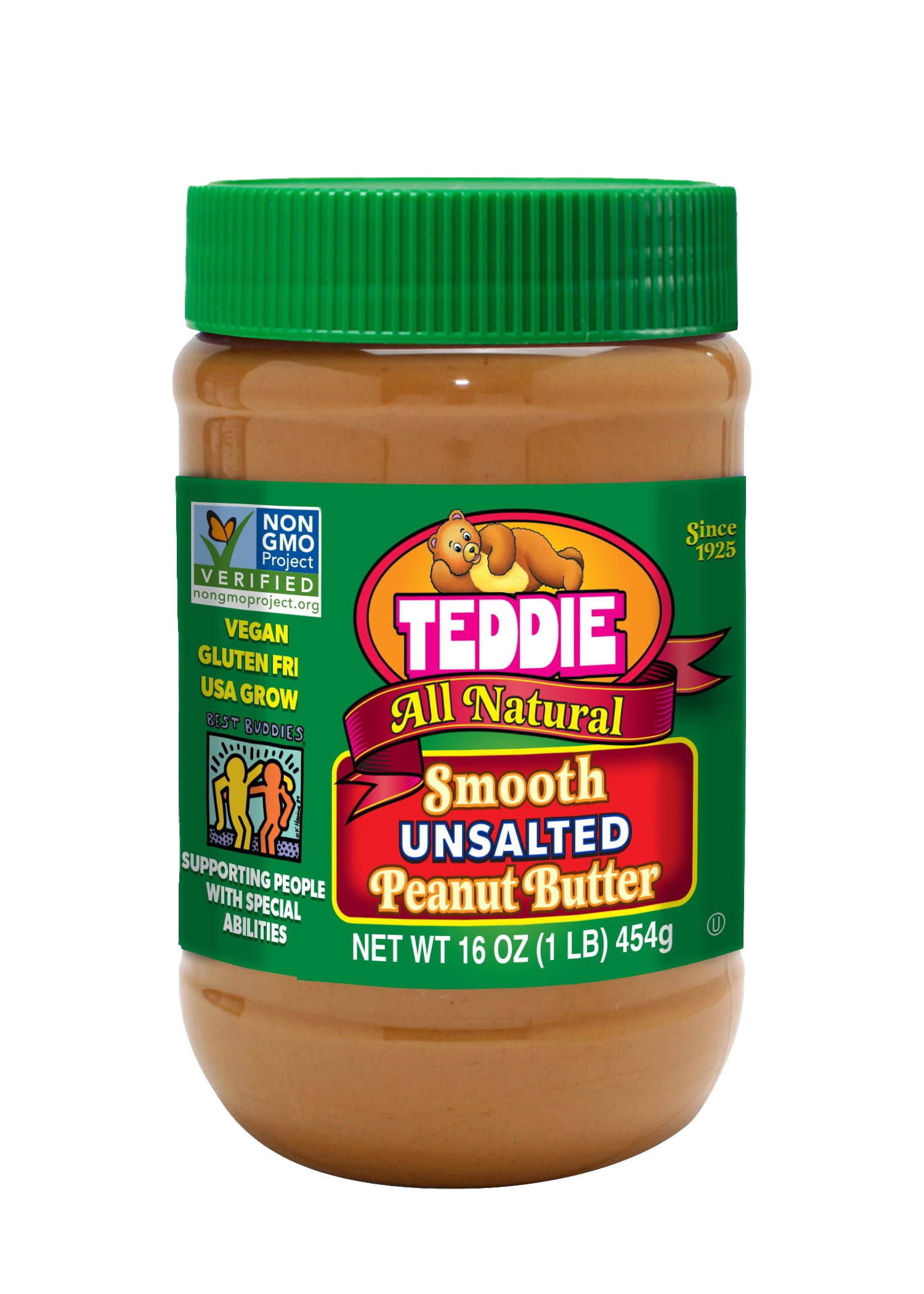 (3 pack) Teddie All Natural Smooth Unsalted Peanut Butter, 16 oz