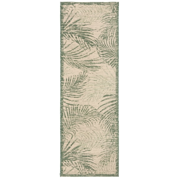 Safavieh Courtyard Padic Botanical Indoor/Outdoor Runner Rug, Beige/Green, 2'3" x 6'7"
