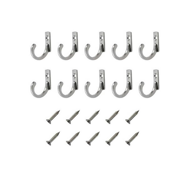 Wosthever Ganchos colgantes de aleación de Zinc, tornillo de puerta montado en la pared, perchas antideslizantes para ropa, toallas, juego Almacenamiento y organización del hogar Plata/10 piezas/juego