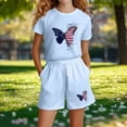 thumbnail image 5 of Amidoa Girls Summer 2 Piece Outfits Floral Short Sleeve and Casual Shorts Kids Clothing Set Light Blue Size 3T, 5 of 5