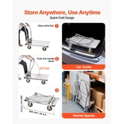 KFFKFF Heavy Duty Platform Truck, 2000 lbs Capacity, Steel Flatbed Cart with Swivel Wheels and Foldable Handle, Hand Push Dolly for Groceries, Garage, Warehouse, 35.4 x 23.6 x 35.4 in