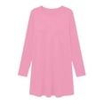 thumbnail image 4 of Edvintorg Womens Tunic Tops Plus Size Solid Color Long Sleeve Crew Neck Loose Lightweight Casual Shirt Women's Clothing Pink Pull-On, 4 of 7