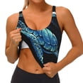 thumbnail image 4 of Haiem Ocean Turtle Pattern Womens Sports Bra - U Neck Padded Low Impact Yoga Bra Workout Crop Top Gym Moisture-Wicking Workout Vest -XX-Large, 4 of 9