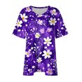 thumbnail image 4 of Pisexur Hauts pour Femmes, Hauts d'Été pour Femmes, Hauts Grande Taille pour Femmes, Hauts pour Dames Mode Été Sexy Imprimé Manches Courtes Col Rond Multicolore, 2TG, 4 of 7