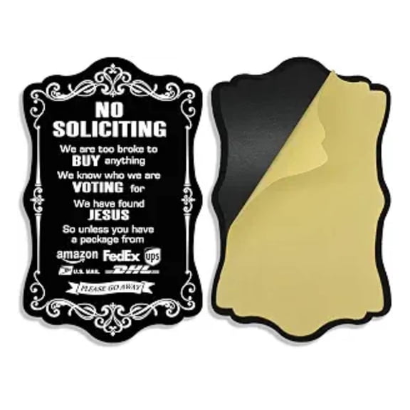 2 Pack No Soliciting Sign for House, Strong Self-Adhesive No Solicitation Signs, 7.9"x2.8" Thick Acrylic, Weatherproof and Sturdy Sign for Front Door, Home, Office, Wall, Keep Solicitors Away
