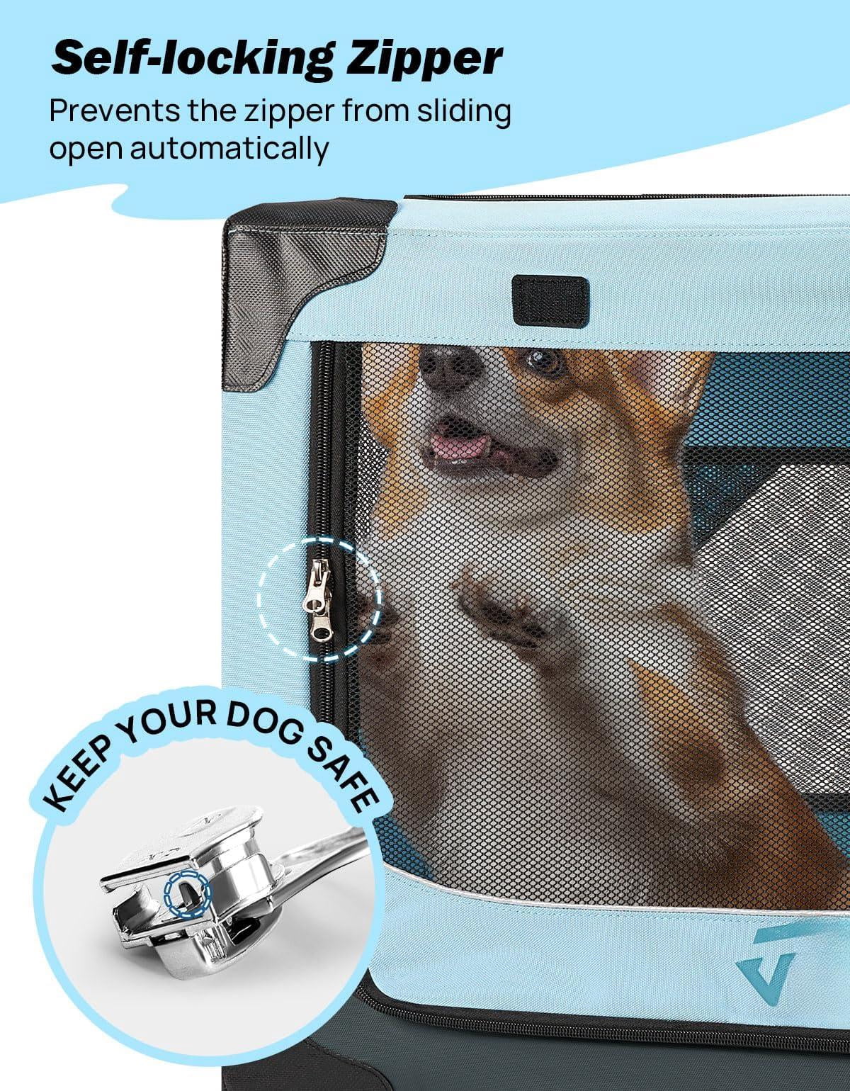 Collapsible Dog Crate  20 Inch Portable Pet For Car Travel Foldable Puppy/small 18 Lbs Soft Cat Carrier Fit Indoor & Outdoor/car Back Seat/trunk (blue)