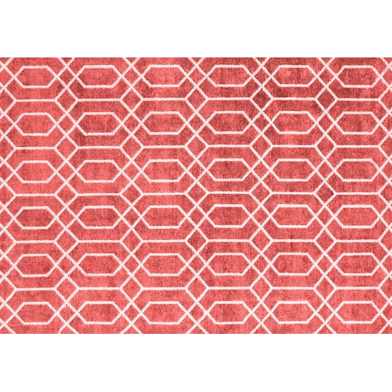 Ahgly Company Indoor Rectangle Abstract Red Contemporary Area Rugs, 4' x 6'
