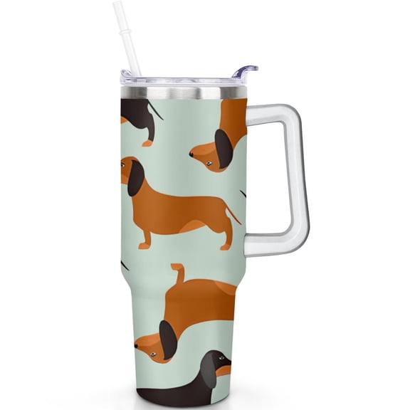 40oz Dog Travel Tumbler with Double Insulation, Spill Proof Lid, Handle and Straw – Ideal Coffee Cup Gift for Dog Fans