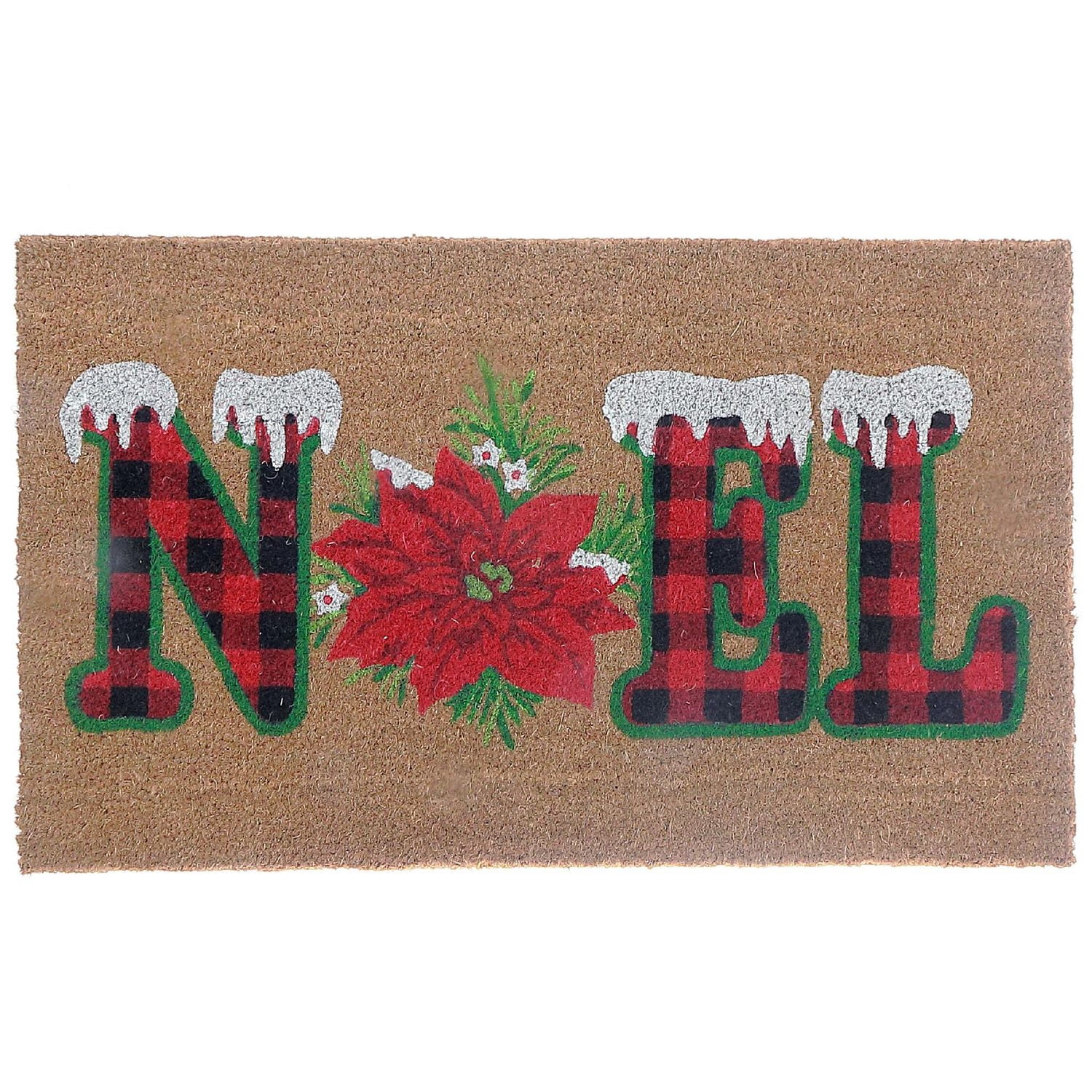 Paillasson En Fibre De Coco Plaid Noel - Poinsettia