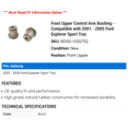 thumbnail image 2 of Front Upper Control Arm Bushing - Compatible with 2001 - 2005 Ford Explorer Sport Trac 2002 2003 2004, 2 of 2