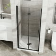 thumbnail image 4 of Demi Bonn 34" x 72" Bifold Shower Door Combo with White Acrylic Shower Base, 1/4 inch Thick Clear Tempered Glass Frameless Shower Door, Black, 4 of 7