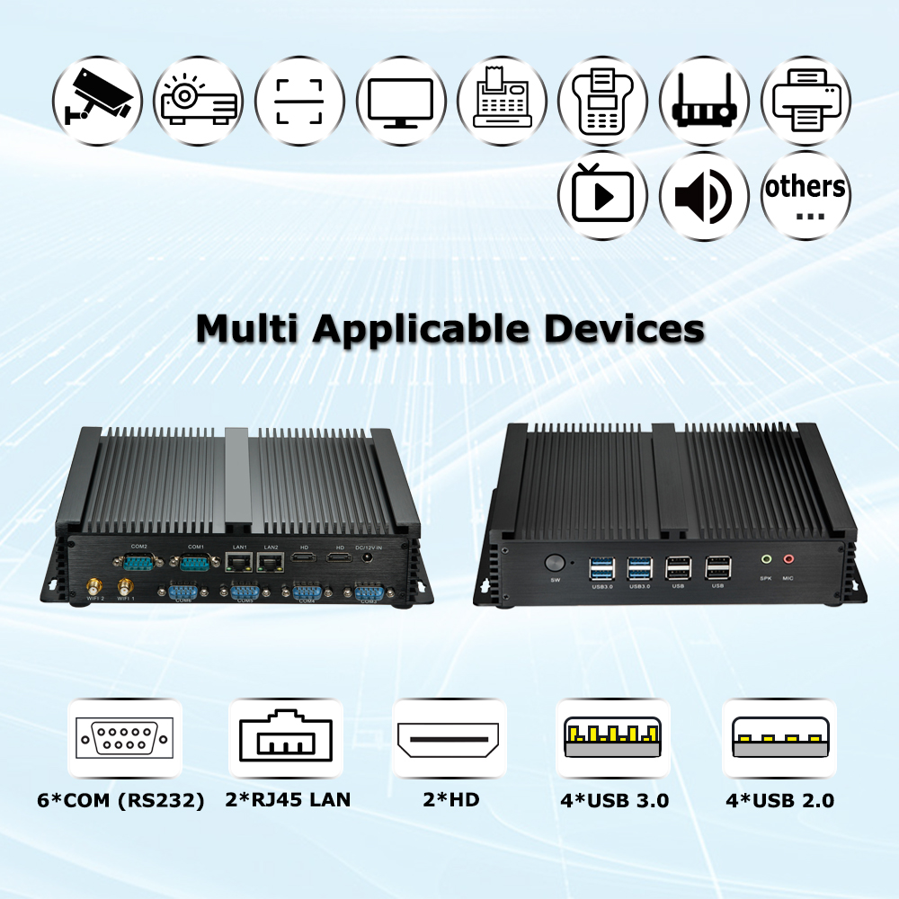 IDEARACE Mini PC, i5 CPU Office Computer, 8GB RAM, 128GB SSD, HD Graphics 4400, 6xCOM RS232, 4xUSB 3.0, 2xNICs, 2xHD, Metal Case,Windows 11 Pro