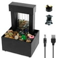 thumbnail image 1 of Dsseng Tabletop Fountain Indoor Waterfall Fountain Mirrored Waterfall Light Show Tabletop Water Fountain with Natural River Rocks and Color Changing LED Lights (with Adapter), 1 of 10