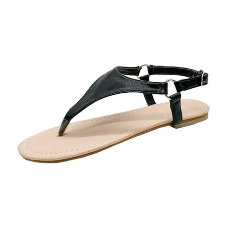 

Womens Sandals Dressy Sandals Women Summer New Ladies Large Size Flat Fashion Breathable Sandals Black