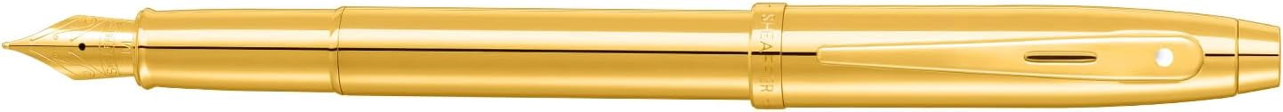 100 9372 Glossy PVD Gold Fountain Pen With Trim - Medium