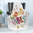 thumbnail image 4 of Chill Soft Flannel Fleece Throw Blanket, Colorful Cheerful Fun Typography with Cartoon Style Kids Toddler Elements Print, Cozy Plush for Indoor and Outdoor Use, 60" x 80", Multicolor, by Ambesonne, 4 of 5