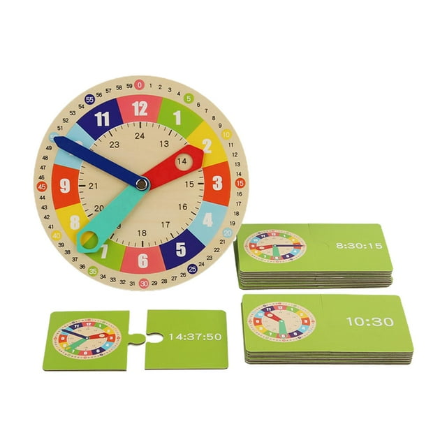 Reloj de aprendizaje de números con tarjetas, juego de actividades de juguetes para niños de jardín de infantes, modelo de observación, reloj de